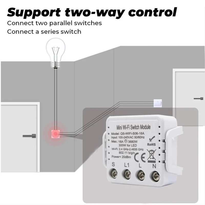 

Умный модуль переключателя CoRui Tuya с Wi-Fi для LED, 16 А, 1-5 шт.