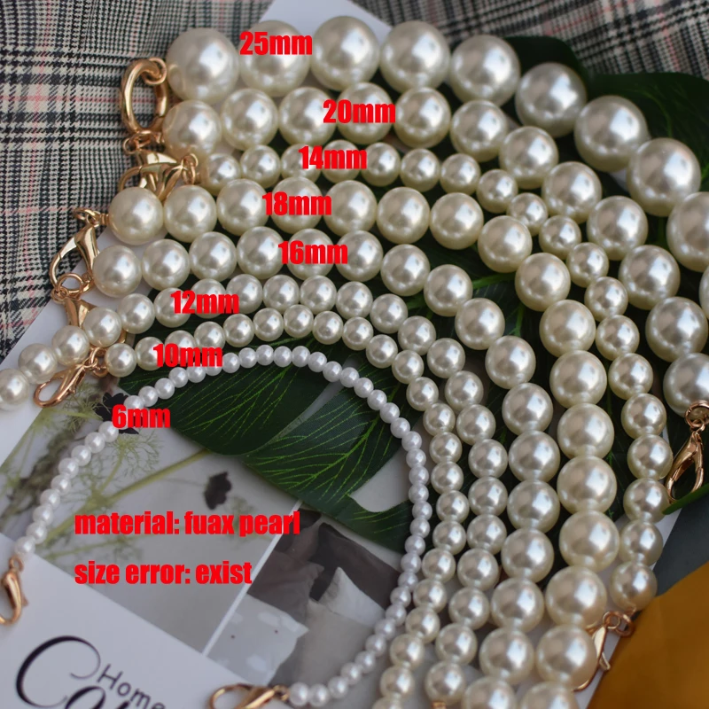 10mm 12mm 14mm 16mm 18mm diameter size faux pearl handbag strap super lady good quality girls bag belt