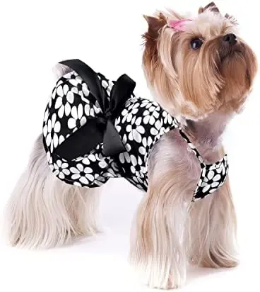 

Yorkie Teacup Dress Black Dog Dress Puppy Clothes for Small Dogs Girl Dog Princess Sundress with Bowknot Pet Outfit Chihuahua