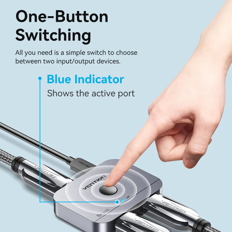 Vention HDMI Switcher 8K Bi-Direction 2.1 Switch 1x2/2x1 Adapter 2 in 1 Out Converter for PS4/5 Xiaomi TV Box Splitter