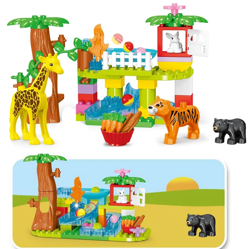 Конструктор с животными зоопарк мраморный гоночный лабиринт шарики трек набор