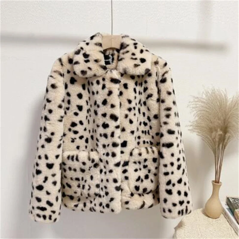 Faux fur leopard coat women's jackets winter short clothes korean young loose fashion пальто куртка женская зима куртка женская