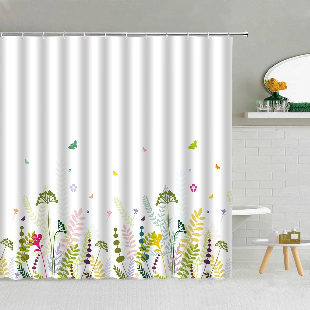 

Dead Leaves Butterflies Shower Curtain Insect Specimen Fashion Bathroom Wall Decoration Waterproof Fabric Home Curtain Set