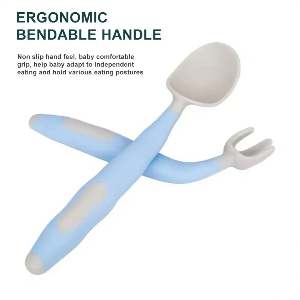 

Domestic Childrens Spoon One-piece Fork Food Grade Tableware Multifunctional Tableware Set Antiskid Soup Spoon Round