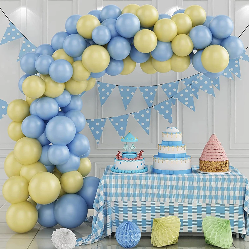 

102pcs Balloon Arch Kit Macaron Blue Yellow Balloon Garland Kit Party Decoration Set Balloons for Birthday Wedding Baby Shower
