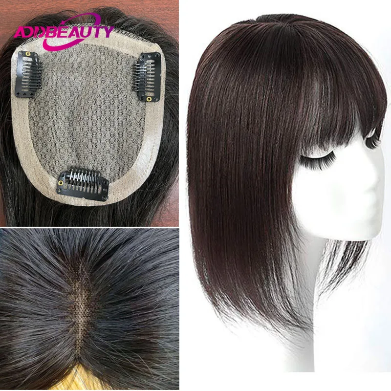 Lace PU Women Toupee Human Hair Wigs Indian Remy Human Hairpiece Straight Hair System for Women Natural Hairline Clip in Hair