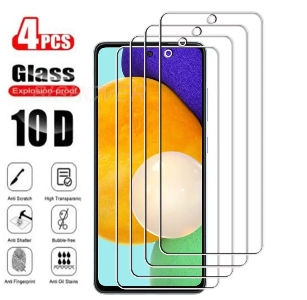 

4Pcs Tempered Glass For Samsung Galaxy A52 4G A52s 5G 6.5" A525F A525M A526B A528B Screen Protector Protective Glass Film 9H