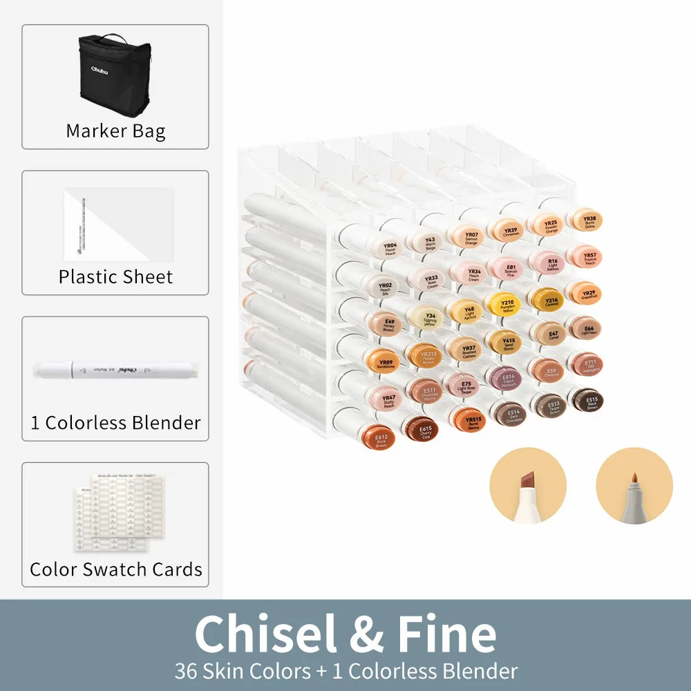 Ohuhu Oahu 36 набор маркеров для цветов кожи
