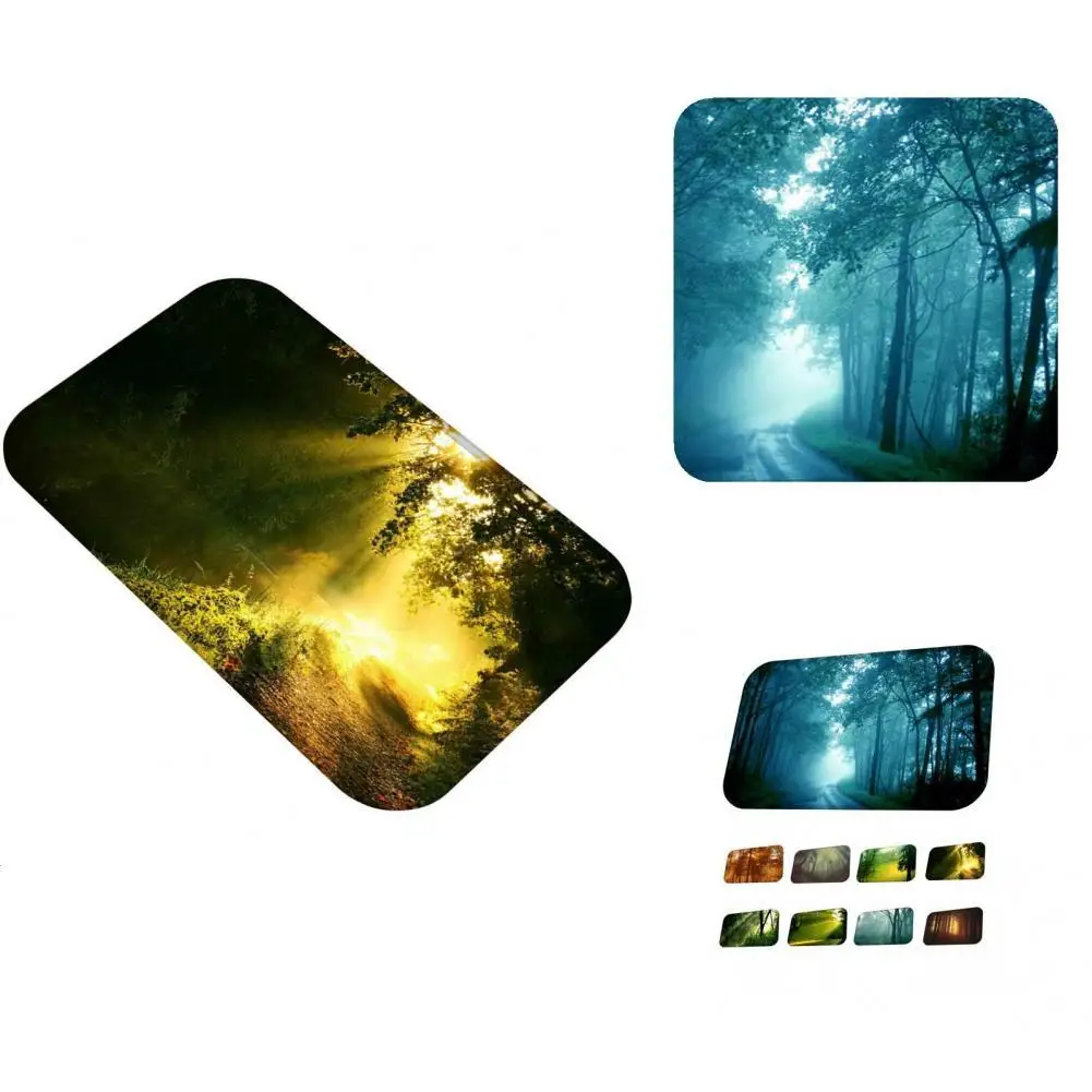 Быстросохнущий Прочный моющийся безворсовый ковер для купания фланелевый ковер с ландшафтным рисунком для спальни