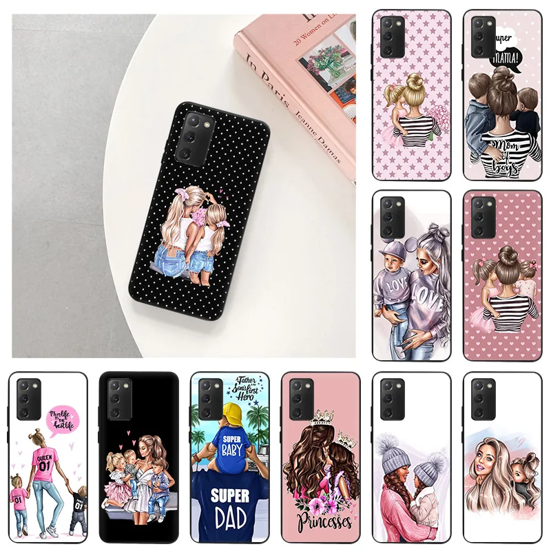 Phone Case For Samsung Galaxy S22 Plus S21 FE 5G S10 Lite Note 20 Ultra 10 9 8 Super Baby Mama Girl Boy Black TPU Silicone Cover