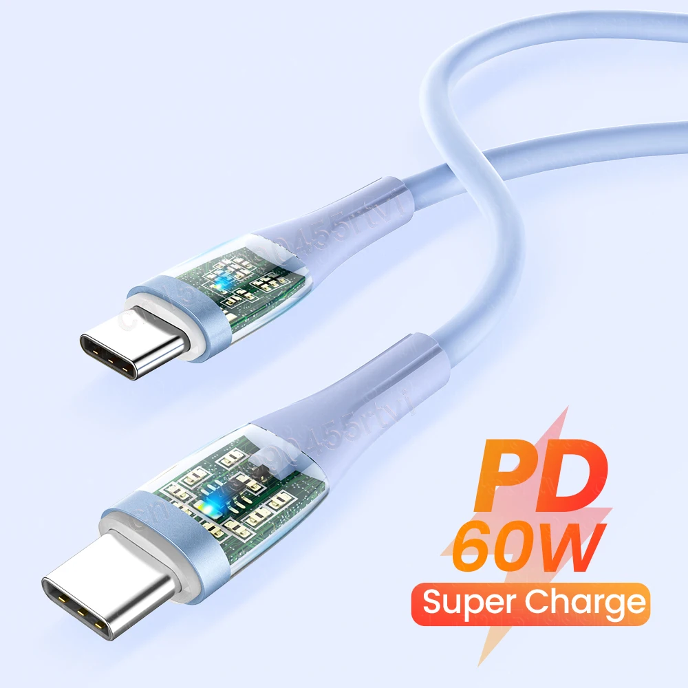 

Кабель USB C на Type C PD 60 Вт, шнур для быстрой зарядки мобильного телефона, зарядный провод для Xiaomi, Samsung, Huawei, Macbook