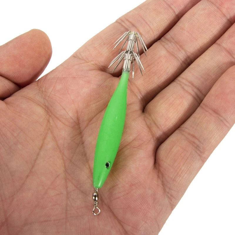 

5PCS Hard Plastic Luminous Shrimp Fishing Lures Squid Jig Baits Noctilucent