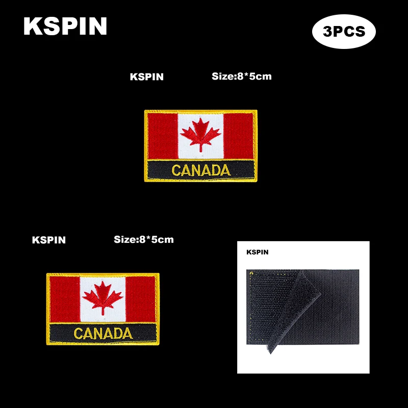 

Rectangle National Flag Patch Hook Loop Canada Badges Armband 3D Stick on Jacket Backpack Stickers