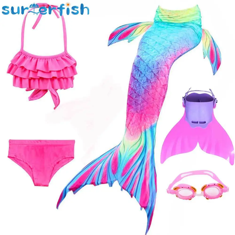 

Girls Swimmable Mermaid Tail Swimsuit And Sharkle Fin Set Kids Little Mermaid Tail For Swimming Bathing Suit Girls Swimsuit