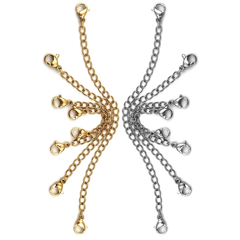 

X7YA 12x Bracelet Chain Extender Chain Extension Tails Stainless Steel Necklace Extension Chain for Necklaces Anklets Making