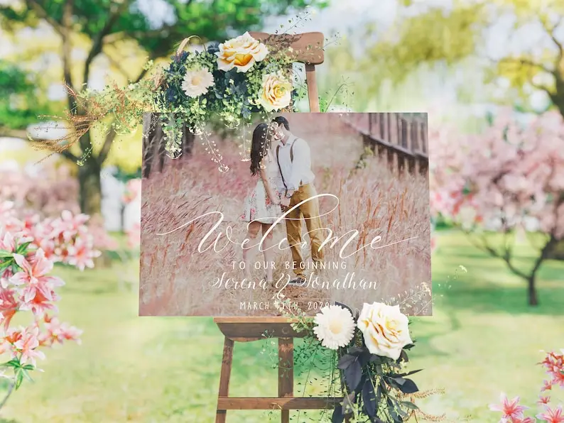 Свадебный знак приветствия с вашим изображением индивидуальный | Дом и сад