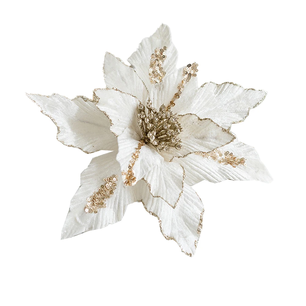 Блестящий рождественский цветок пуансеттии 26 см реалистичная рождественская