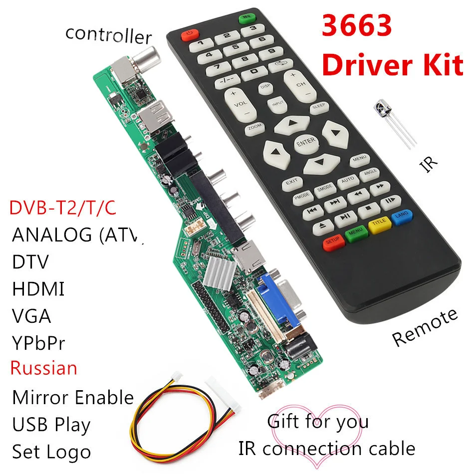 

universal scaler kit 3663 TV Controller Driver Board Digital Signal DVB-C DVB-T DVB-T Universal LCD UPGRADE 3463A with lvds