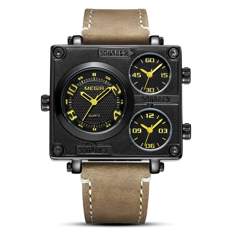 

BAOGELA New Square Dial Quartz Watches Men Luxury Top Brand Relogios Masculinos Multi Time Zones Sport Wristwatch Man 2069