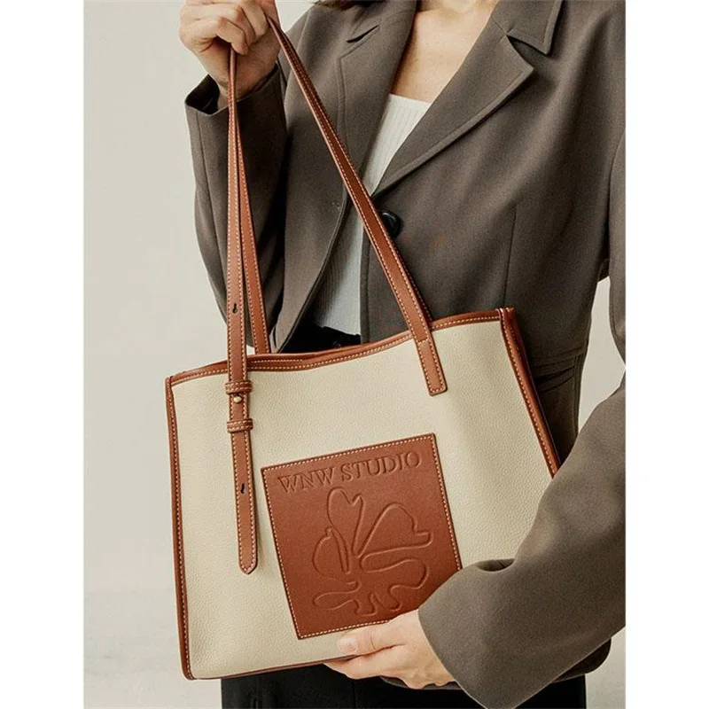 Women Luxury Bag Casual Tote Female Fashion Handbag Lady Popular Soft Cowhide Genuine Leather Shoulder Bag Inclined Shoulder Bag