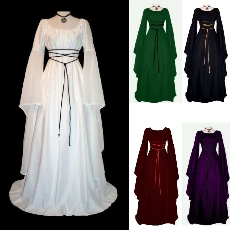 

Винтажное средневековое платье, женская одежда для косплевечерние в стиле ретро для Хэллоуина, карнавала, костюмы среднего возраста, корсе...