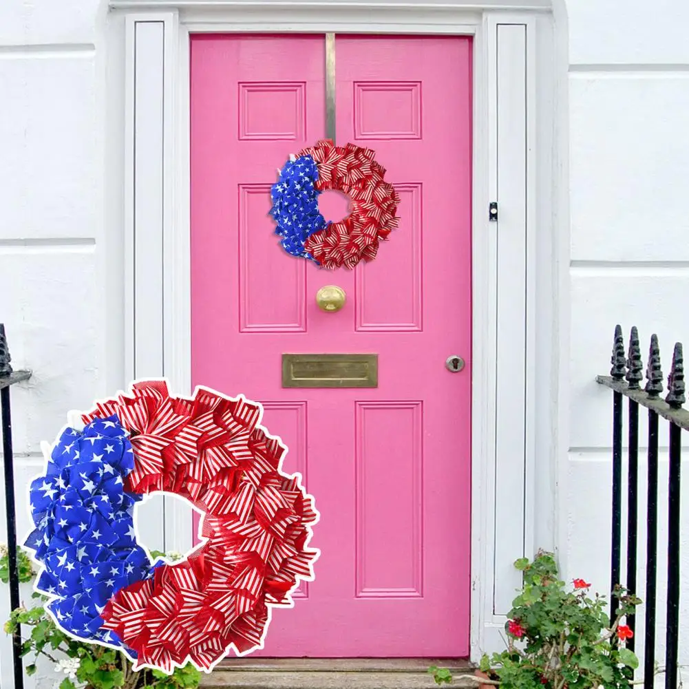 

Holiday Wreath Tear-resistant Independence Day Wreath Easy to Hang Front Door Memorial Day Wreath Parties Supply