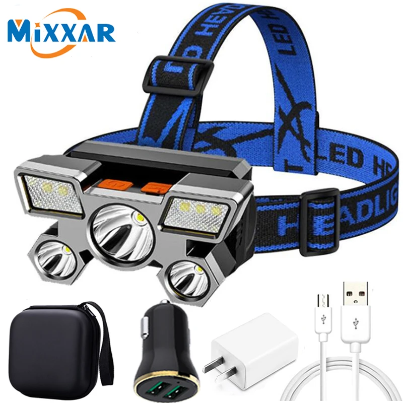 Z3 DropShipping 5LED With Built-in 18650 Battery USB Rechargeable Portable Flashlight Lantern Headlamp Outdoor Camping Headlight