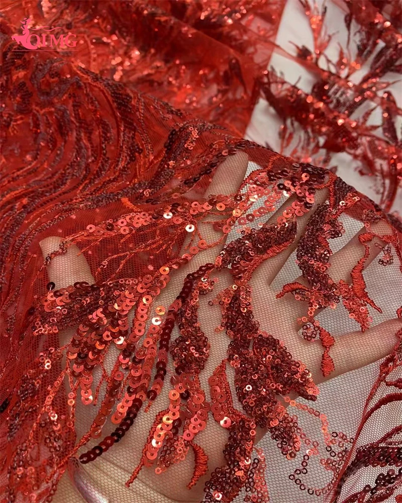 OIMG Роскошная красная 2024 Высококачественная французская Тюлевая сетчатая