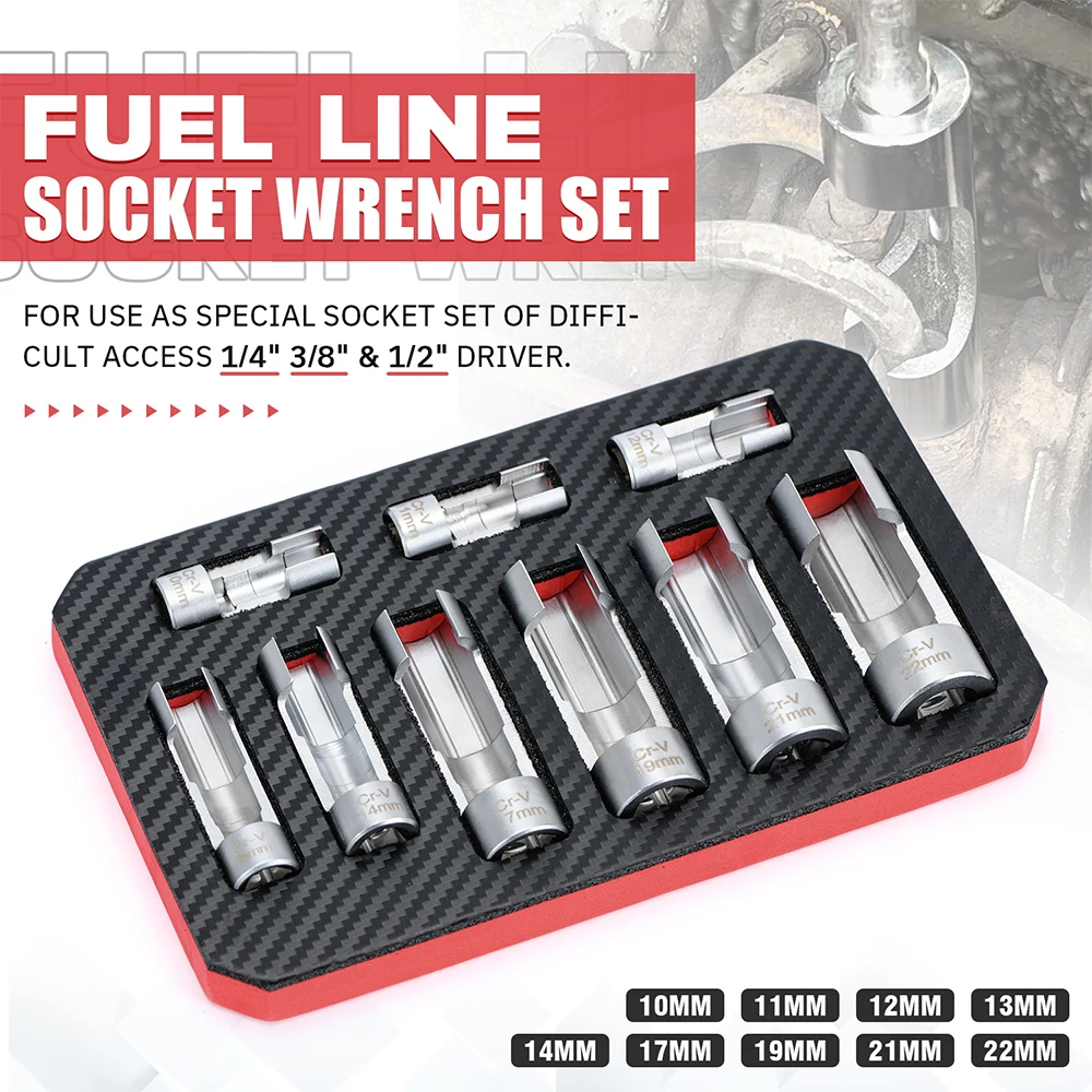 9 шт./компл. от 10 мм до 22 1/4 дюйма 3/8 1/2 торцевой ключ для топливопровода
