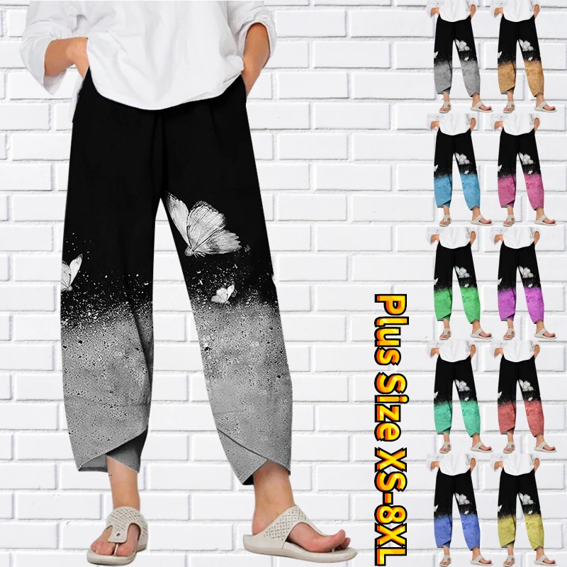 

2023 New Pants Fashion Casual Daily Side Pocket Full Length Comfortable Large Size Loose Pants Women's Straight Leg Pants XS-8XL