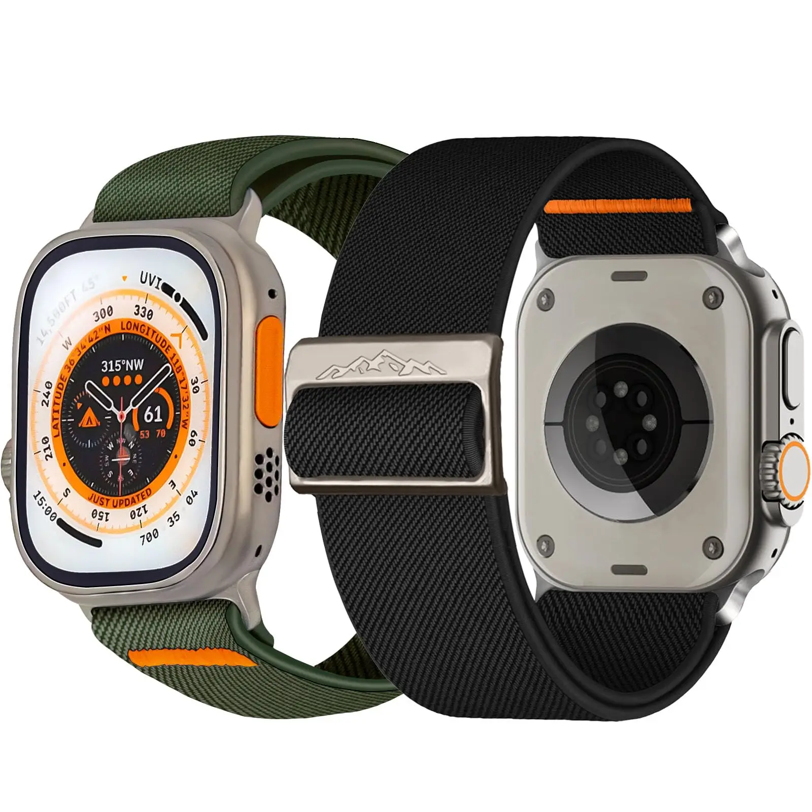 Фото Нейлоновый ремешок для Apple Watch ultra 2, ремешок 49 мм, 45 мм, 44 мм, 40 мм, 41 мм, 38 мм, браслет с титановой пряжкой correa iwatch Serie 9 3 6 7 8 se №1