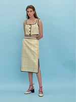 eenk female suit 2022 summer new tweed printed sling mini vest capsule series split skirt suit