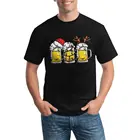 Рождественская футболка с рисунком пива, Мужская модная футболка с принтом Санта-оленей, 100 хлопок