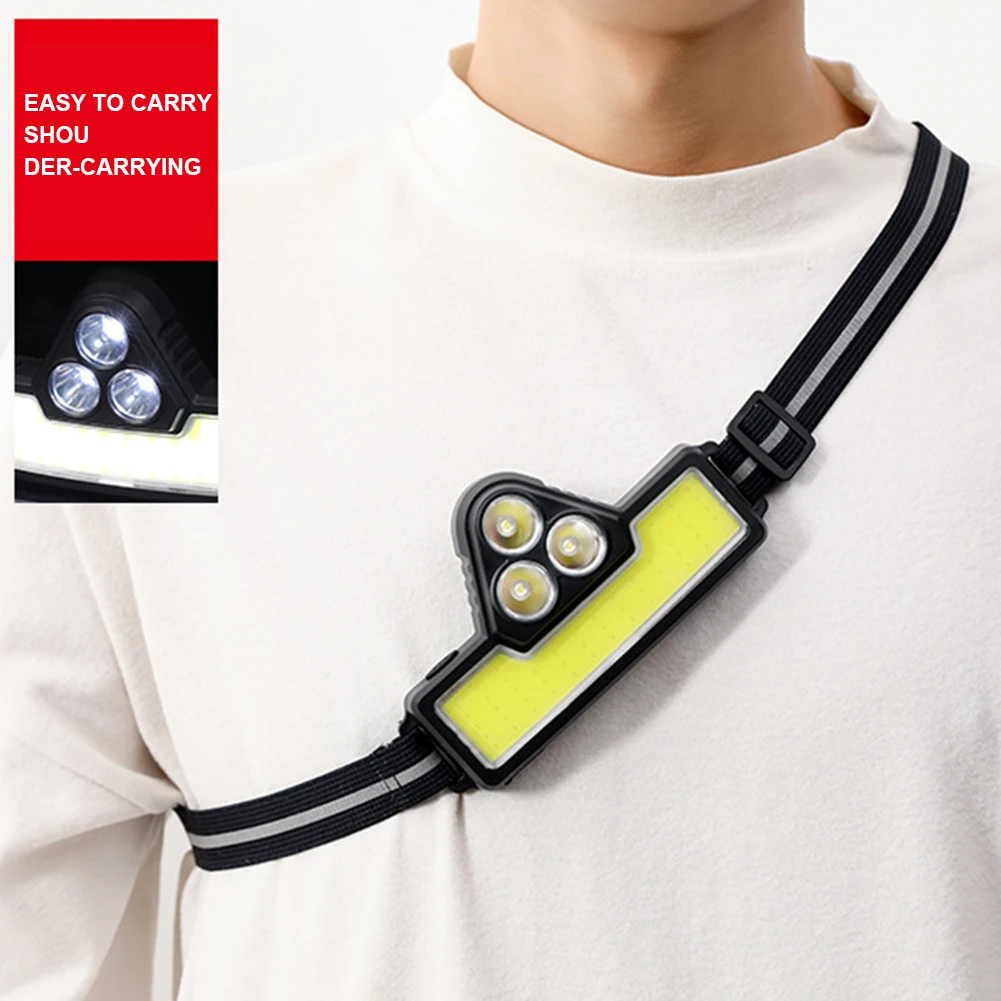 Мощный светодиодный налобный фонарь 3XPE + COB рыболовный с USB-зарядкой