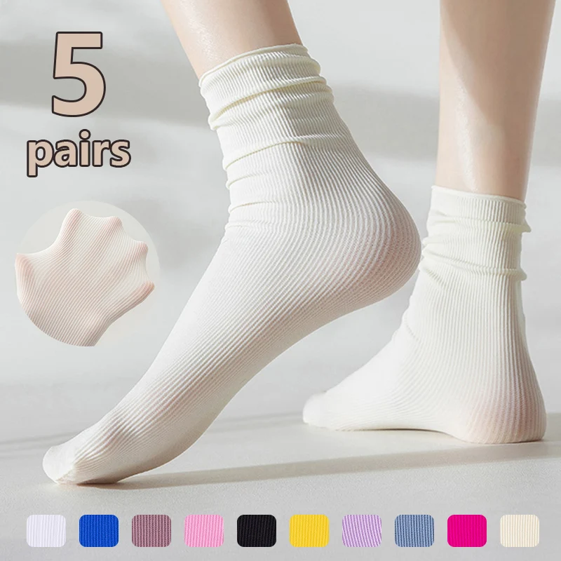 

Летние тонкие Модные свободные носки 5 пар/лот, женские бархатные уличные длинные носки разных цветов, крутые студенческие офисные женские ...