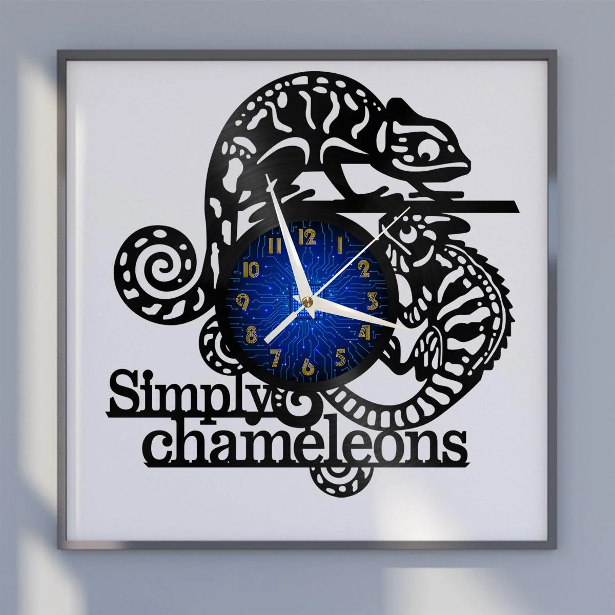 

Simply Chameleons Vinyl Wall Clock, Vinyl Record Clock Wall Art Silent & Non-ticking