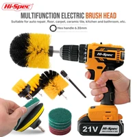 hi spec electric drill brush kit plastic scrubber cleaner set auto tires brushes car cleaning tools for tile bathroom kitchen