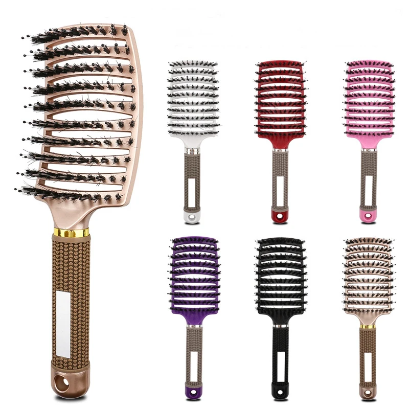 

Hair Salon Professional Pig Hair and Nylon Brush Head Skin Massage Jinnate Brush