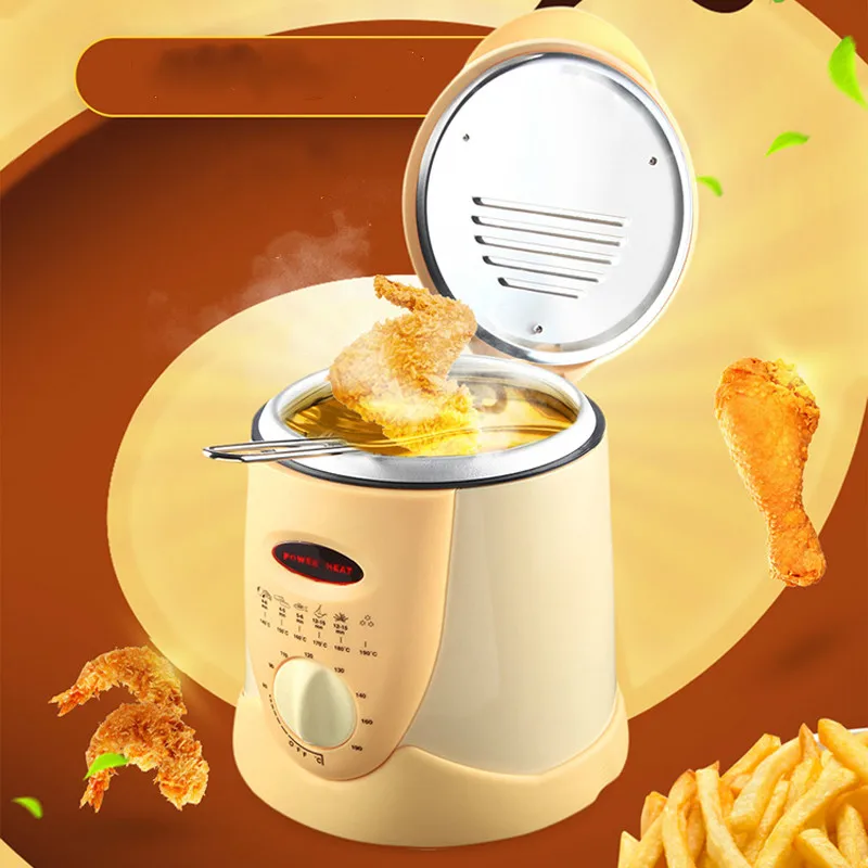 Smokeless multifunctional frying pan 0.9L Mini electric oil fryer oven French fries Grill Chicken Fried Fish Pot machine EU