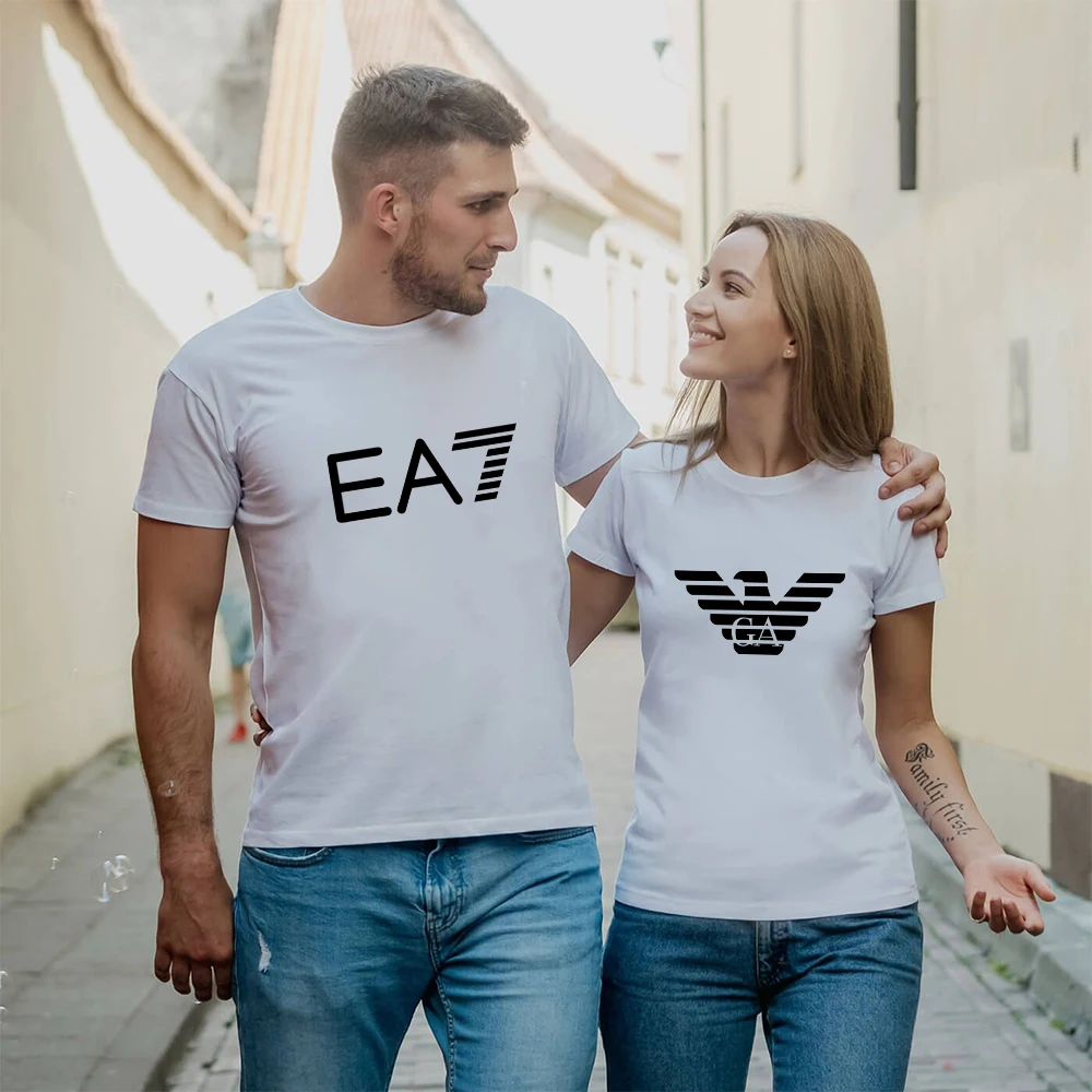 

100% Cotton Couple Fashion Print T Shirt Men's Female Casual Loose Top Summer Cotton Streetwear