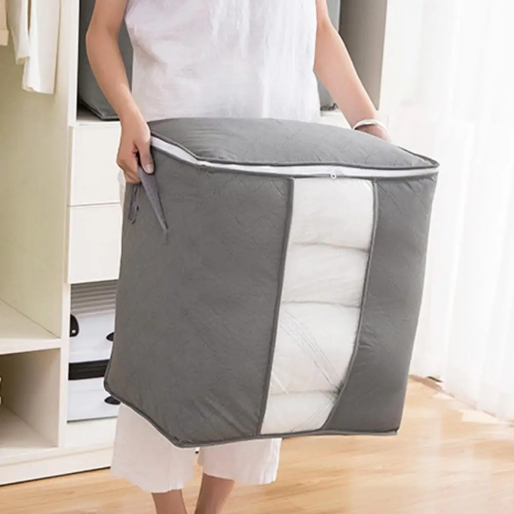 

Dirt-proof Quilt Storage Bag with Zipper Non Woven Fabric Tear Resistant Blanket Storage Bag for Sweaters