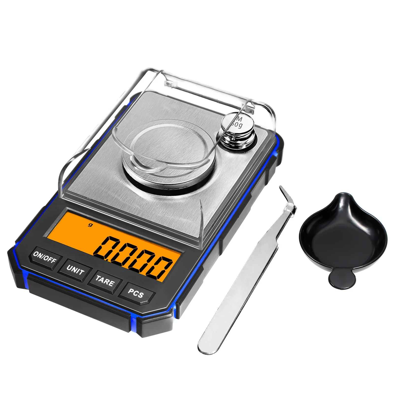 

0.001g Electronic Digital Scale Portable Mini Scale Precision Professional Pocket Scale Milligram 50g Calibration Weights