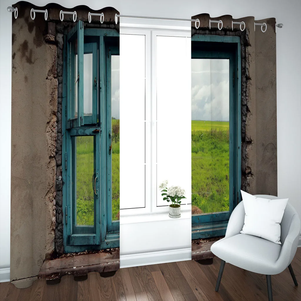 Customized Curtain Window Living Room Vintage Shabby Blue Windows Luxury Curtains In The Kids Bedroom Hall Treatments Kitchen D