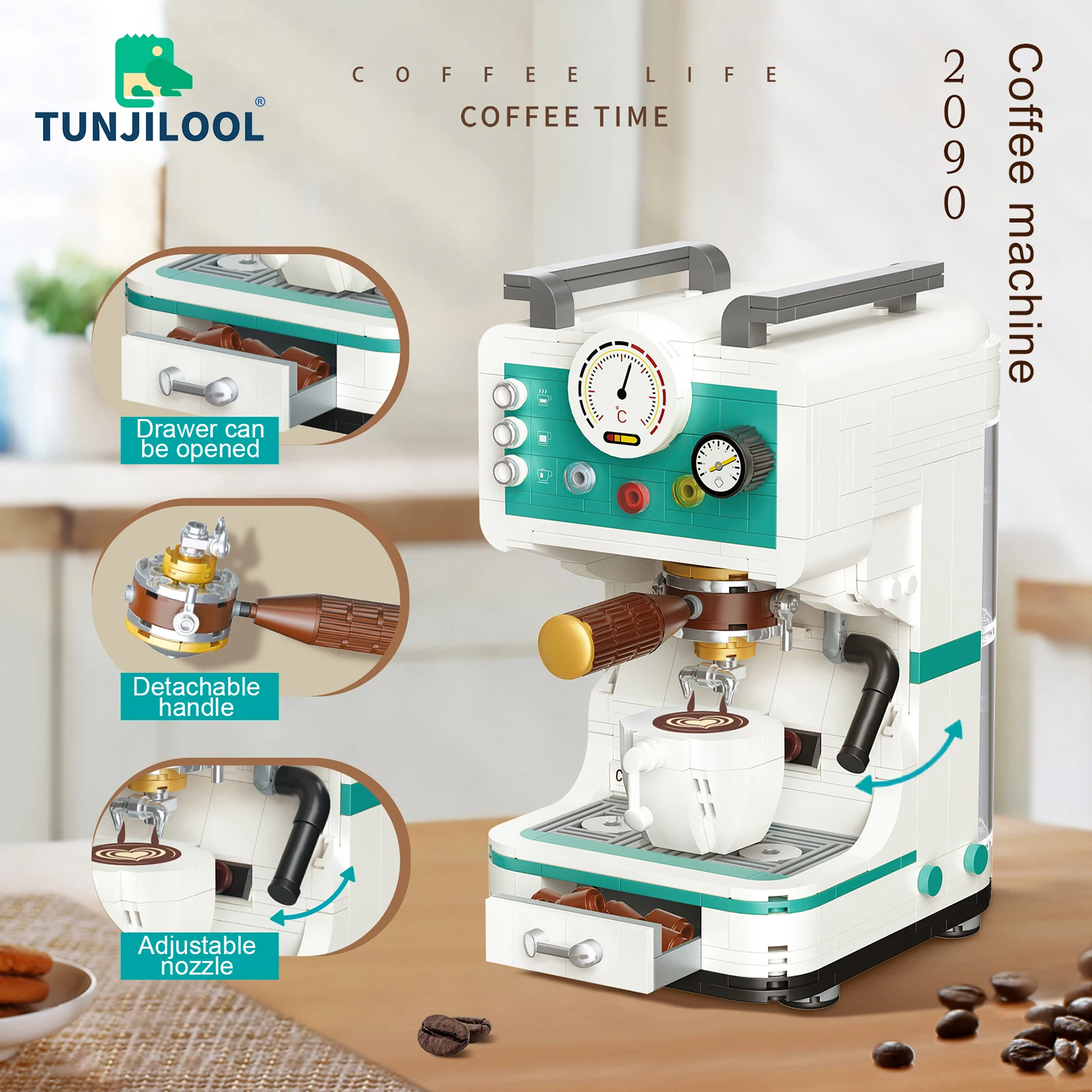 

Wltoys имитация строительных блоков ретро кофе машина мини Кирпичи DIY Регулируемая Модель игрушки для детей подарки украшение для дома