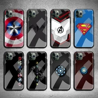 bandai marvel superhero logo phone case tempered glass for iphone 13 12 11 pro mini xr xs max 8 x 7 6s 6 plus se 2020 cover