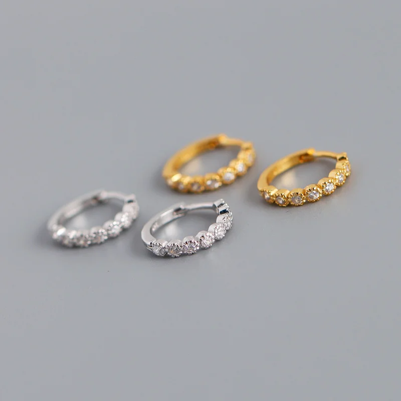 

S925 Silver Circle zircon Chaoren earrings