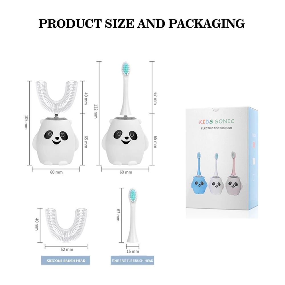 2 in 1 Sonic Electric Child Toothbrush Silicone Children's 360 Degrees Automatic USB Rechargeable Smart Kids Toothbrush U Shape enlarge