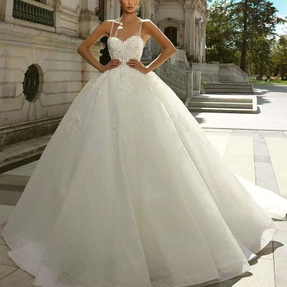 Fuffly Аппликации Свадебные платья из органзы Элегантное свадебное платье без