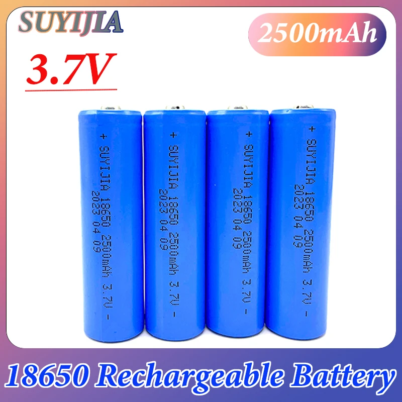 

18650 Lithium Battery 3.7V 2500mAh Rechargeable Li-ion Batteries Flashlight LED Torch Miner's Lamp Replacement Storage Batteria