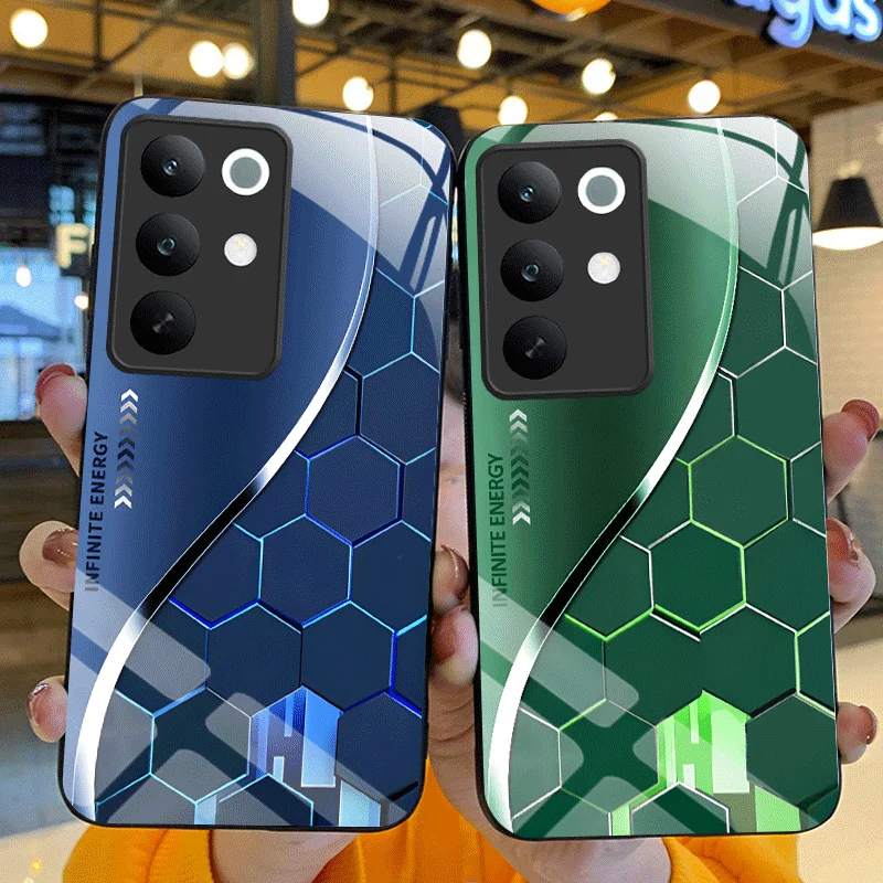Фото Жесткий чехол из закаленного стекла для Realme C85 Pro C85 5G, защитный чехол с градиентным цветным узором, задняя крышка, чехол-футляр №1